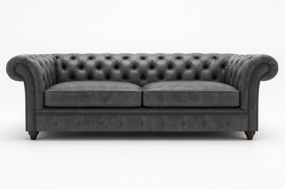 Cambridge Sofa in Thames Fog Ash Grey – Cracked Wax Leather