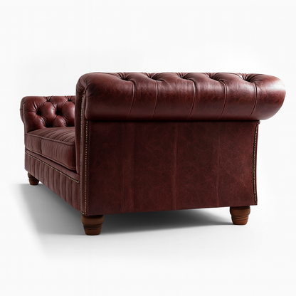 Cambridge British Made Chesterfield Sofa in Balmoral Mulberry – Cracked Wax Leather