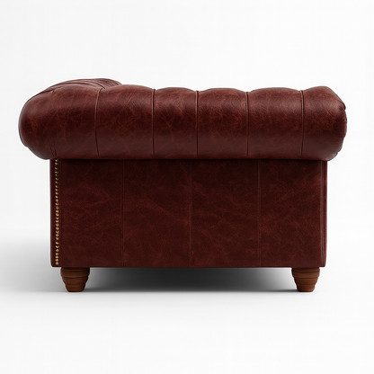 Cambridge British Made Chesterfield Sofa in Balmoral Mulberry – Cracked Wax Leather