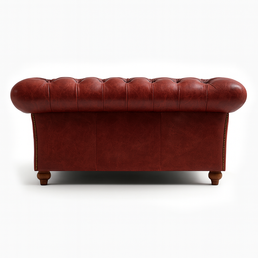 Cambridge British Made Chesterfield Sofa in Balmoral Mulberry – Cracked Wax Leather
