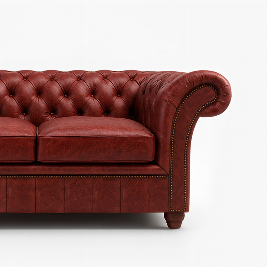Cambridge British Made Chesterfield Sofa in Balmoral Mulberry – Cracked Wax Leather