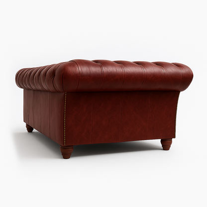 Cambridge British Made Chesterfield Sofa in Balmoral Mulberry – Cracked Wax Leather