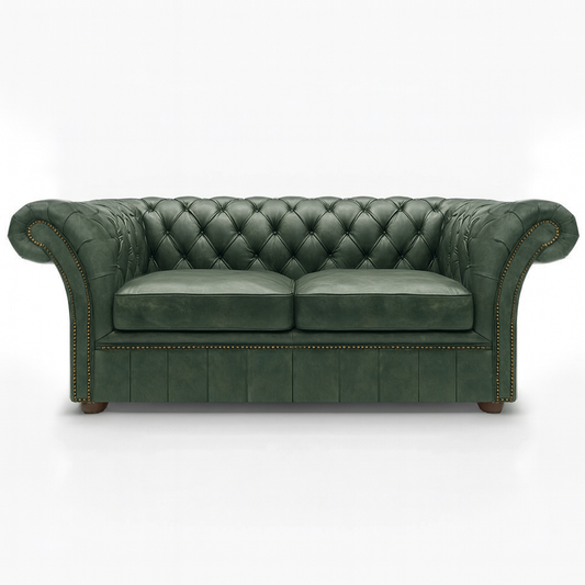 Cambridge Leather Highland Grove Juniper Chesterfield
