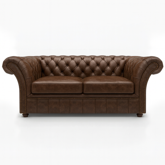 Cambridge Sofa in Caledonian Espresso Brown – Cracked Wax Leather Front