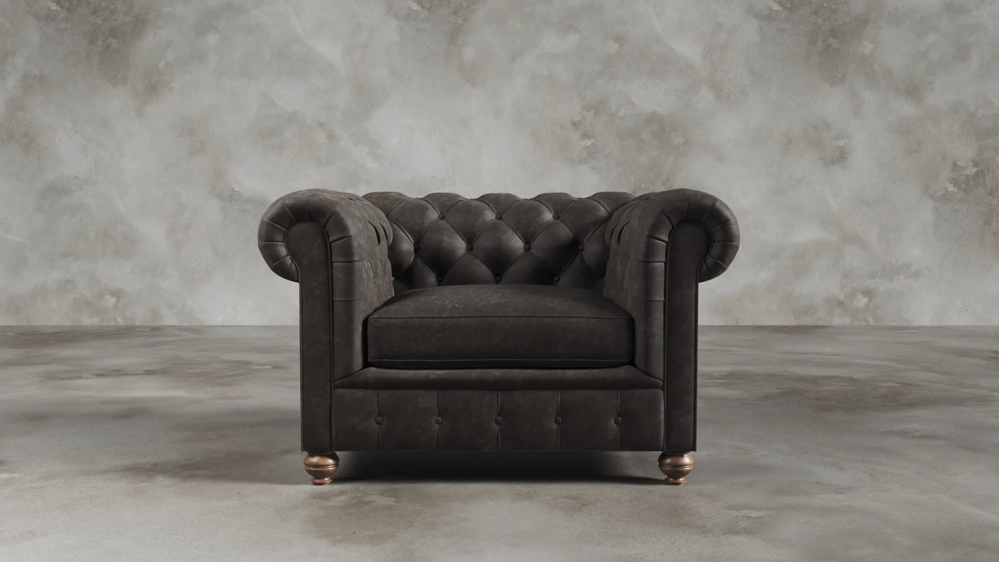 Elizabeth Dark Grey Carob Chesterfield Vintage Leather Sofa