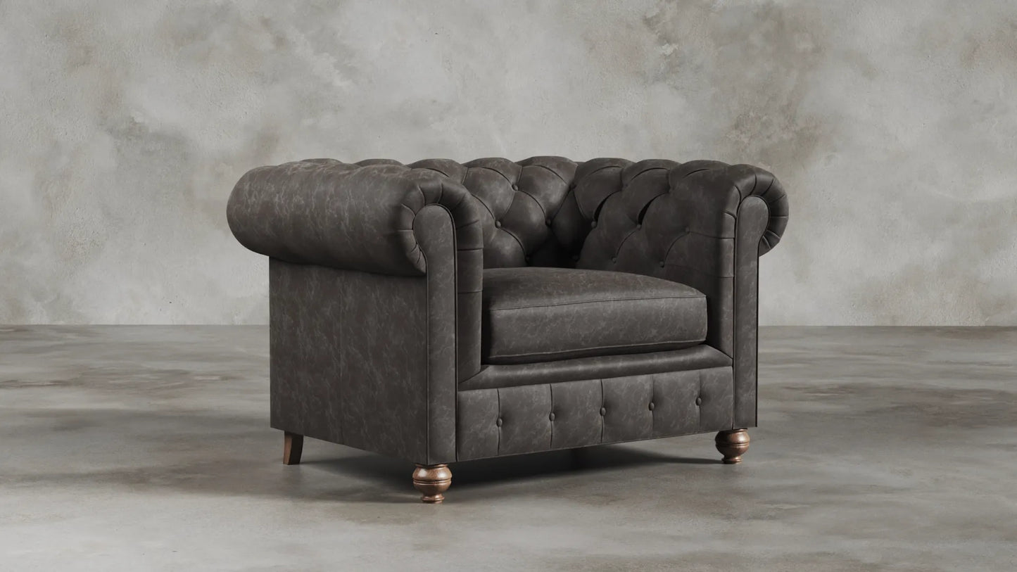Elizabeth Dark Grey Carob Chesterfield Vintage Leather Sofa