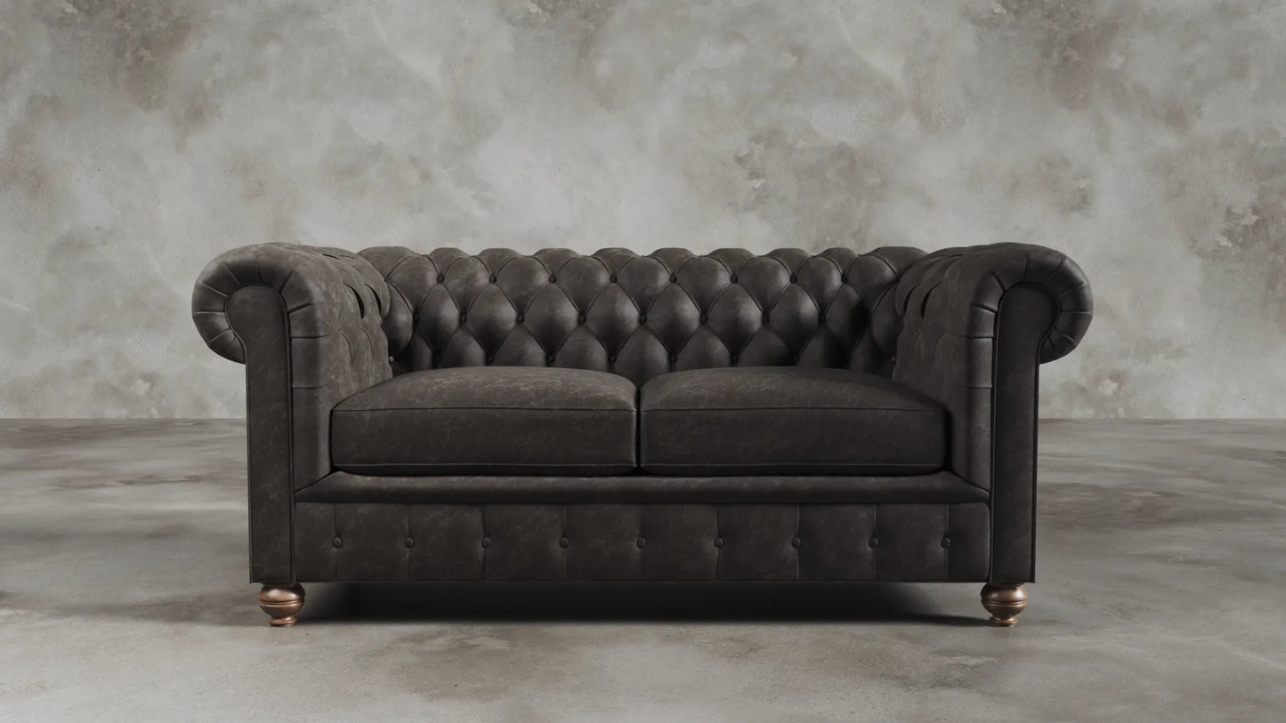 Elizabeth Dark Grey Carob Chesterfield Vintage Leather Sofa