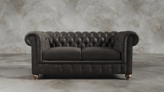 Elizabeth Dark Grey Carob Chesterfield Vintage Leather Sofa
