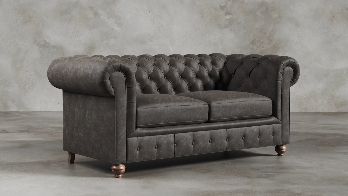 Elizabeth Dark Grey Carob Chesterfield Vintage Leather Sofa