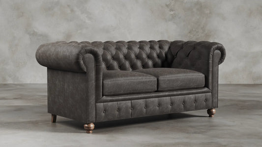 Elizabeth Dark Grey Carob Chesterfield Vintage Leather Sofa