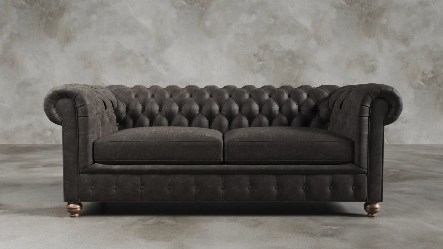 Elizabeth Dark Grey Carob Chesterfield Vintage Leather Sofa
