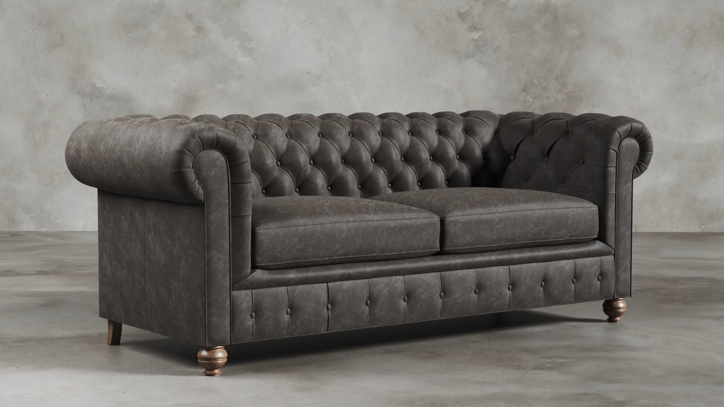 Elizabeth Dark Grey Carob Chesterfield Vintage Leather Sofa
