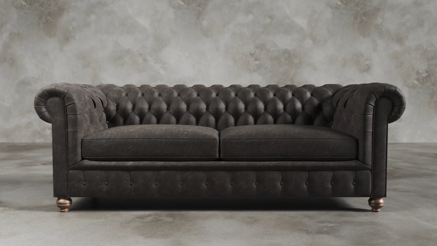 Elizabeth Dark Grey Carob Chesterfield Vintage Leather Sofa