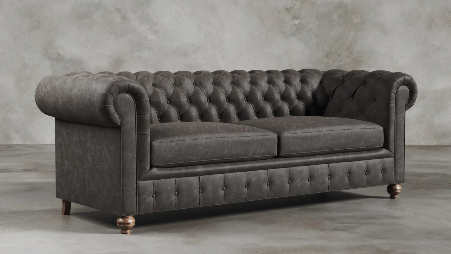 Elizabeth Dark Grey Carob Chesterfield Vintage Leather Sofa