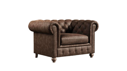 Brown leather sofa against a white background