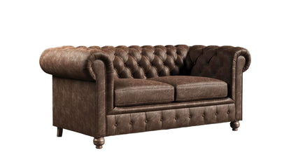 Brown leather sofa against a white background