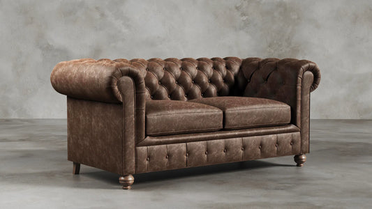 Elizabeth Medium Warm Brown Sepia Chesterfield Vintage Leather Sofa