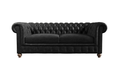 Clarendon Modern British Made Chesterfield Black Obsidian Vintage Leather