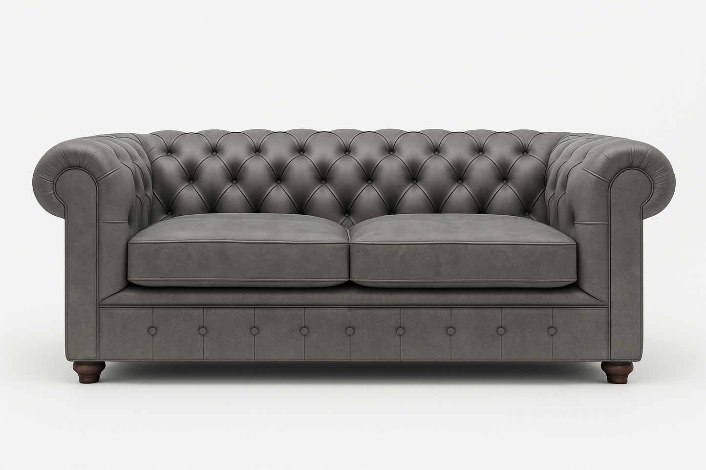 Grosvenor Duke British Made Chesterfield Sofa in Thames Fog Ash Grey – Cracked Wax Leather