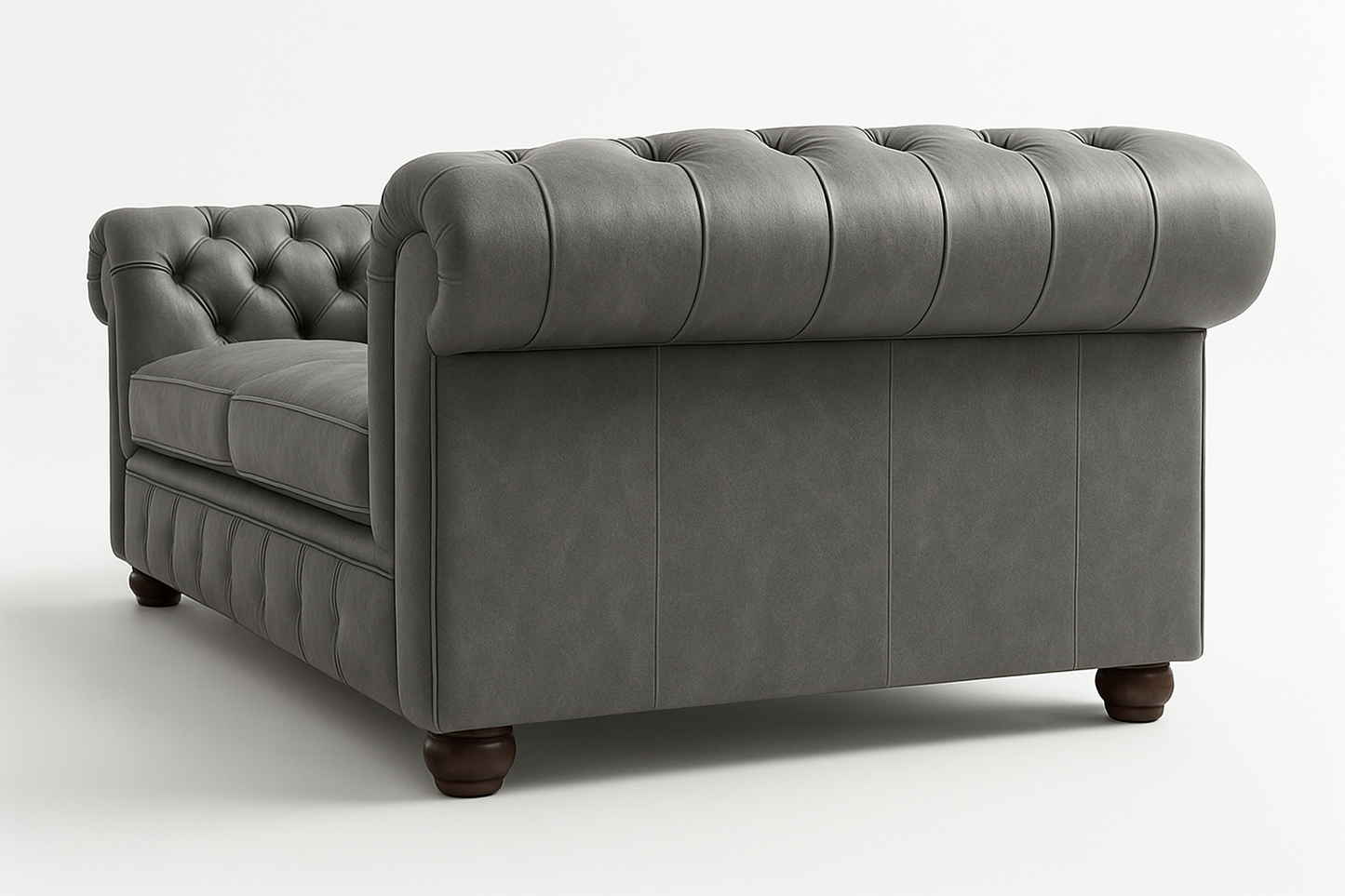 Grosvenor Duke British Made Chesterfield Sofa in Thames Fog Ash Grey – Cracked Wax Leather