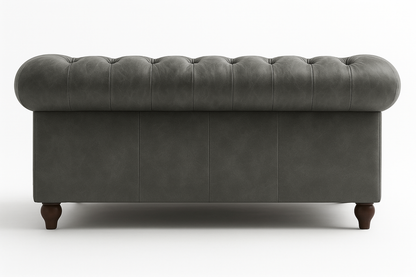 Grosvenor Duke British Made Chesterfield Sofa in Thames Fog Ash Grey – Cracked Wax Leather