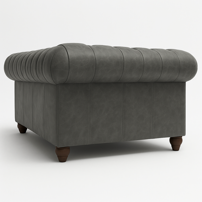 Grosvenor Duke British Made Chesterfield Sofa in Thames Fog Ash Grey – Cracked Wax Leather