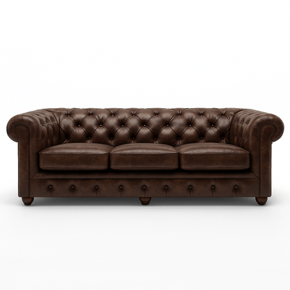 Grosvenor Duke British Made Chesterfield Sofa in Caledonian Espresso Brown – Cracked Wax Leather