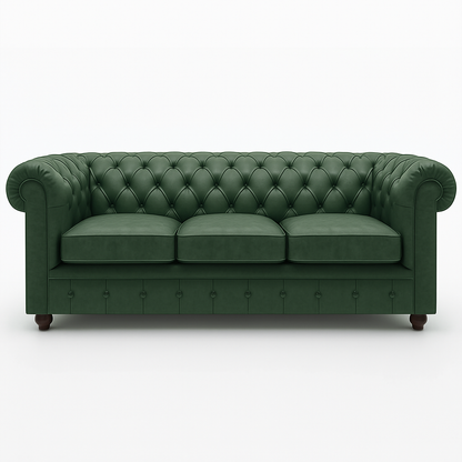 Grosvenor Duke British Made Chesterfield Sofa in Highland Grove Juniper Green – Cracked Wax Leather
