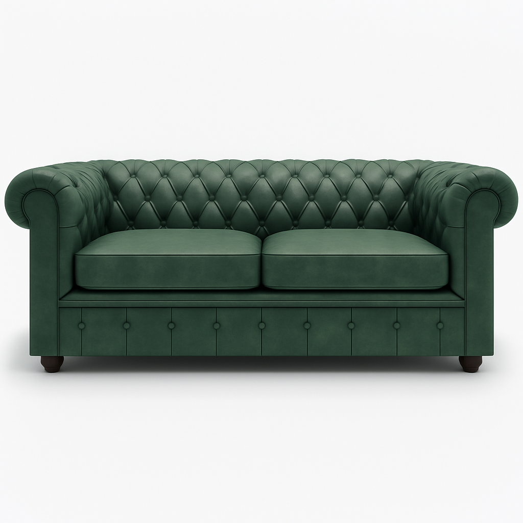 Grosvenor Duke British Made Chesterfield Sofa in Highland Grove Juniper Green – Cracked Wax Leather