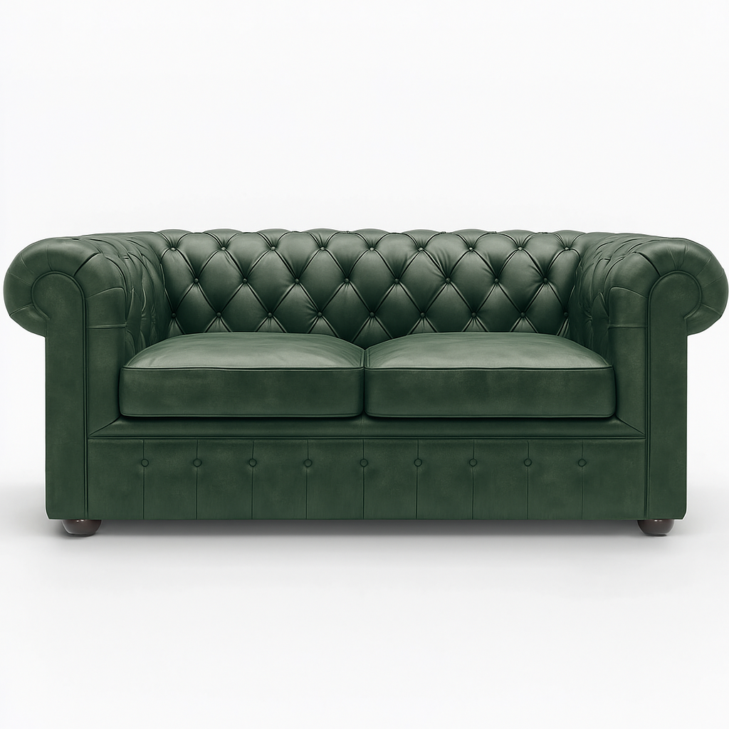 Grosvenor Duke British Made Chesterfield Sofa in Highland Grove Juniper Green – Cracked Wax Leather