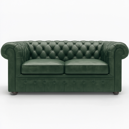 Grosvenor Duke British Made Chesterfield Sofa in Highland Grove Juniper Green – Cracked Wax Leather
