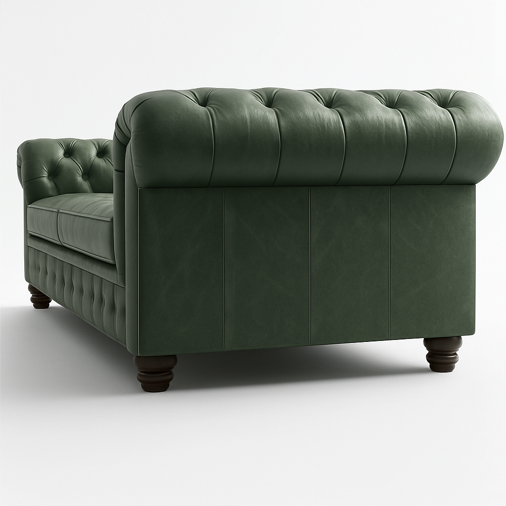 Grosvenor Duke British Made Chesterfield Sofa in Highland Grove Juniper Green – Cracked Wax Leather