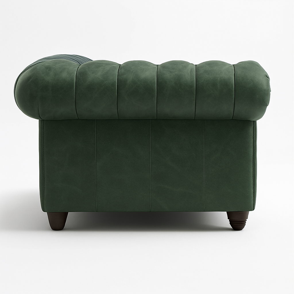 Grosvenor Duke British Made Chesterfield Sofa in Highland Grove Juniper Green – Cracked Wax Leather