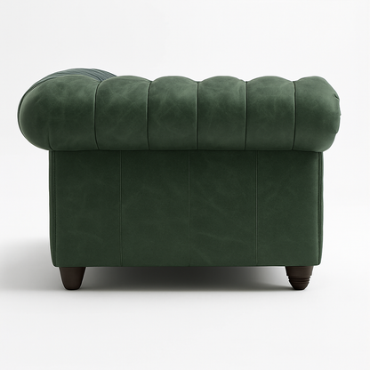 Grosvenor Duke British Made Chesterfield Sofa in Highland Grove Juniper Green – Cracked Wax Leather