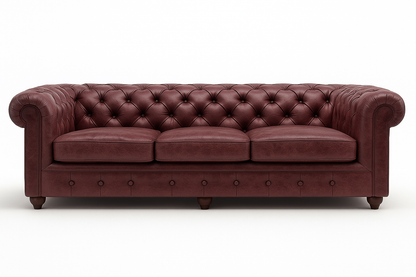Grosvenor Duke British Made Chesterfield Sofa in Balmoral Mulberry – Cracked Wax Leather