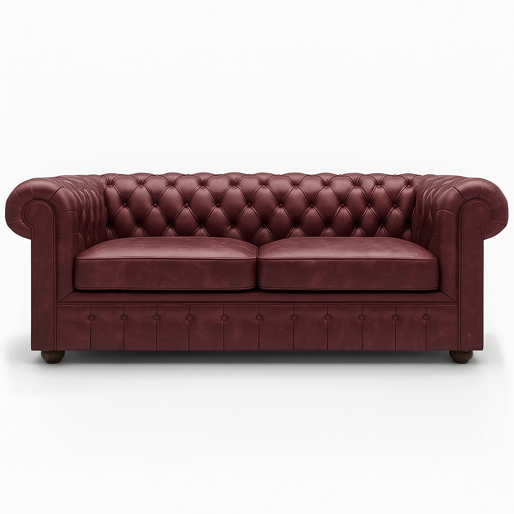 Grosvenor Duke British Made Chesterfield Sofa in Balmoral Mulberry – Cracked Wax Leather