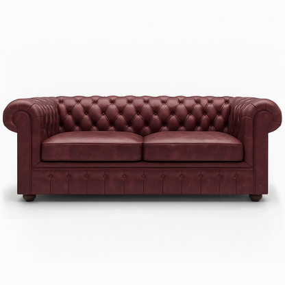 Grosvenor Duke British Made Chesterfield Sofa in Balmoral Mulberry – Cracked Wax Leather