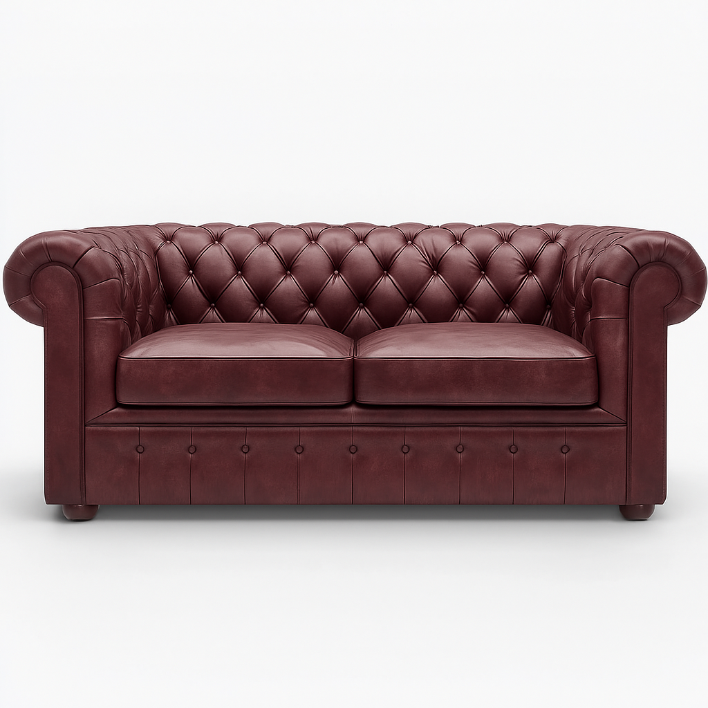 Grosvenor Duke British Made Chesterfield Sofa in Balmoral Mulberry – Cracked Wax Leather