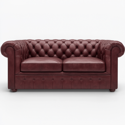 Grosvenor Duke British Made Chesterfield Sofa in Balmoral Mulberry – Cracked Wax Leather