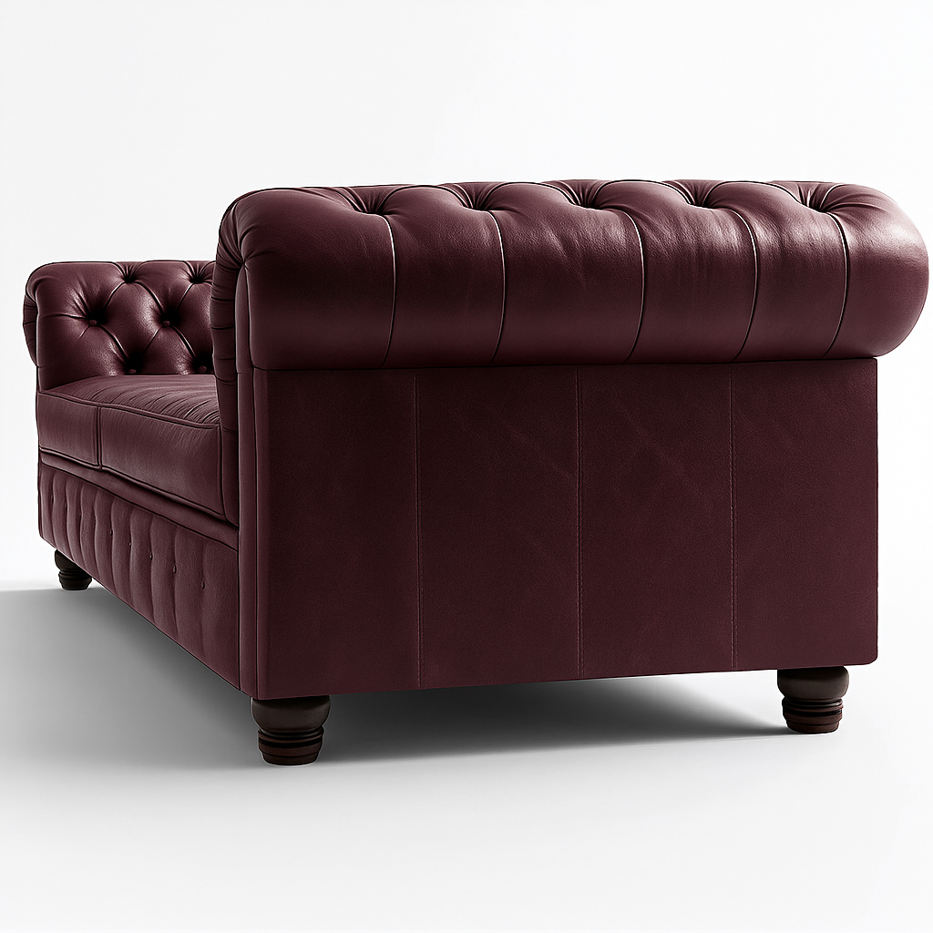 Grosvenor Duke British Made Chesterfield Sofa in Balmoral Mulberry – Cracked Wax Leather
