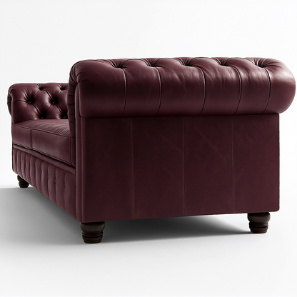 Grosvenor Duke British Made Chesterfield Sofa in Balmoral Mulberry – Cracked Wax Leather