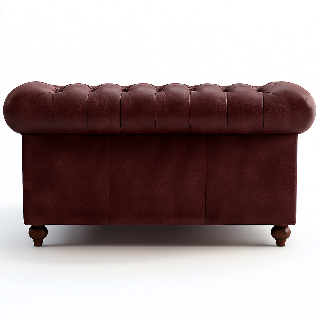 Grosvenor Duke British Made Chesterfield Sofa in Balmoral Mulberry – Cracked Wax Leather