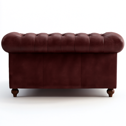 Grosvenor Duke British Made Chesterfield Sofa in Balmoral Mulberry – Cracked Wax Leather