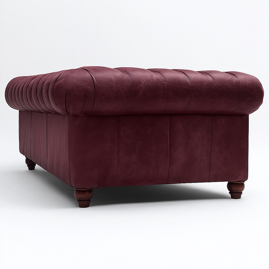 Grosvenor Duke British Made Chesterfield Sofa in Balmoral Mulberry – Cracked Wax Leather