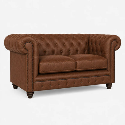Brown leather sofa on a white background