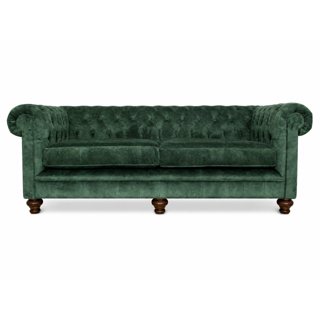 Green sofa on white background