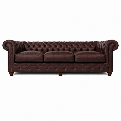 Brown leather sofa on a white background