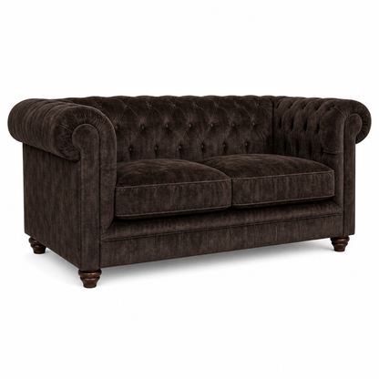 Brown velvet sofa on a white background