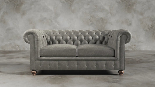 Charlotte Ashen Grey Chesterfield Genuine Italian Leather Sofa
