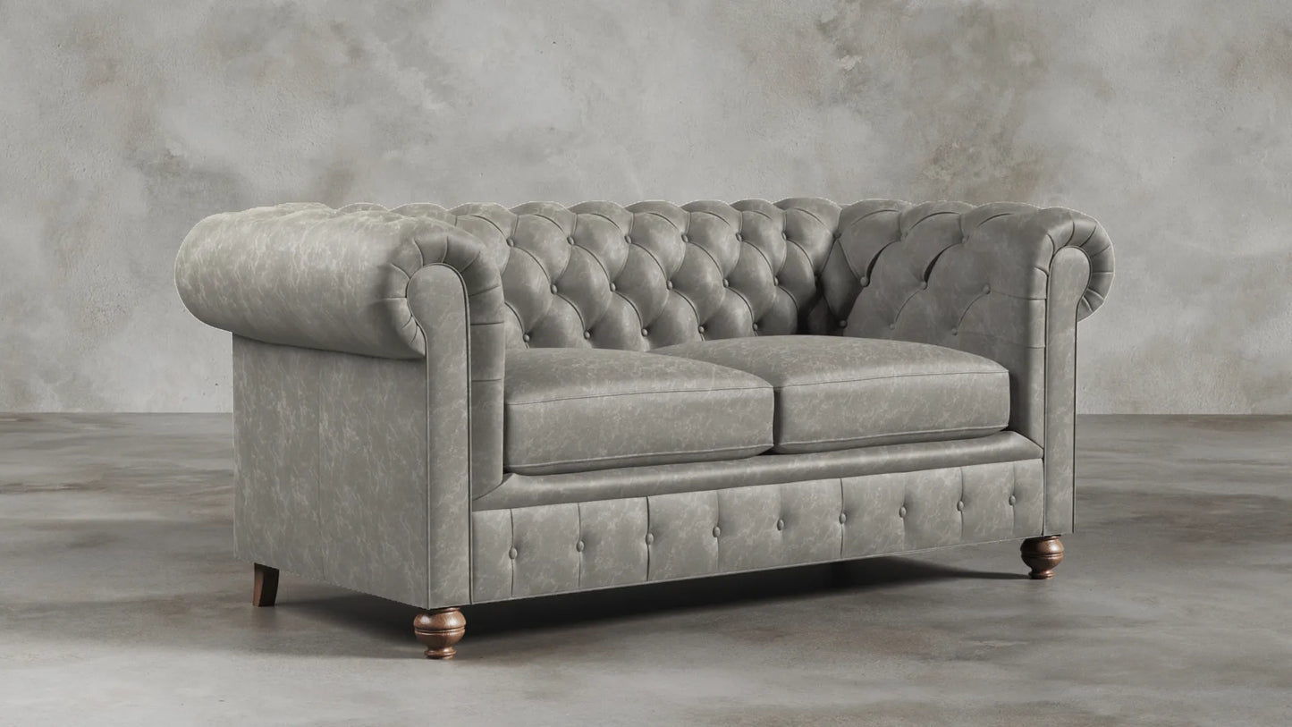 Charlotte Ashen Grey Chesterfield Genuine Italian Leather Sofa